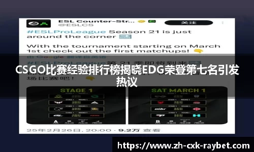 CSGO比赛经验排行榜揭晓EDG荣登第七名引发热议